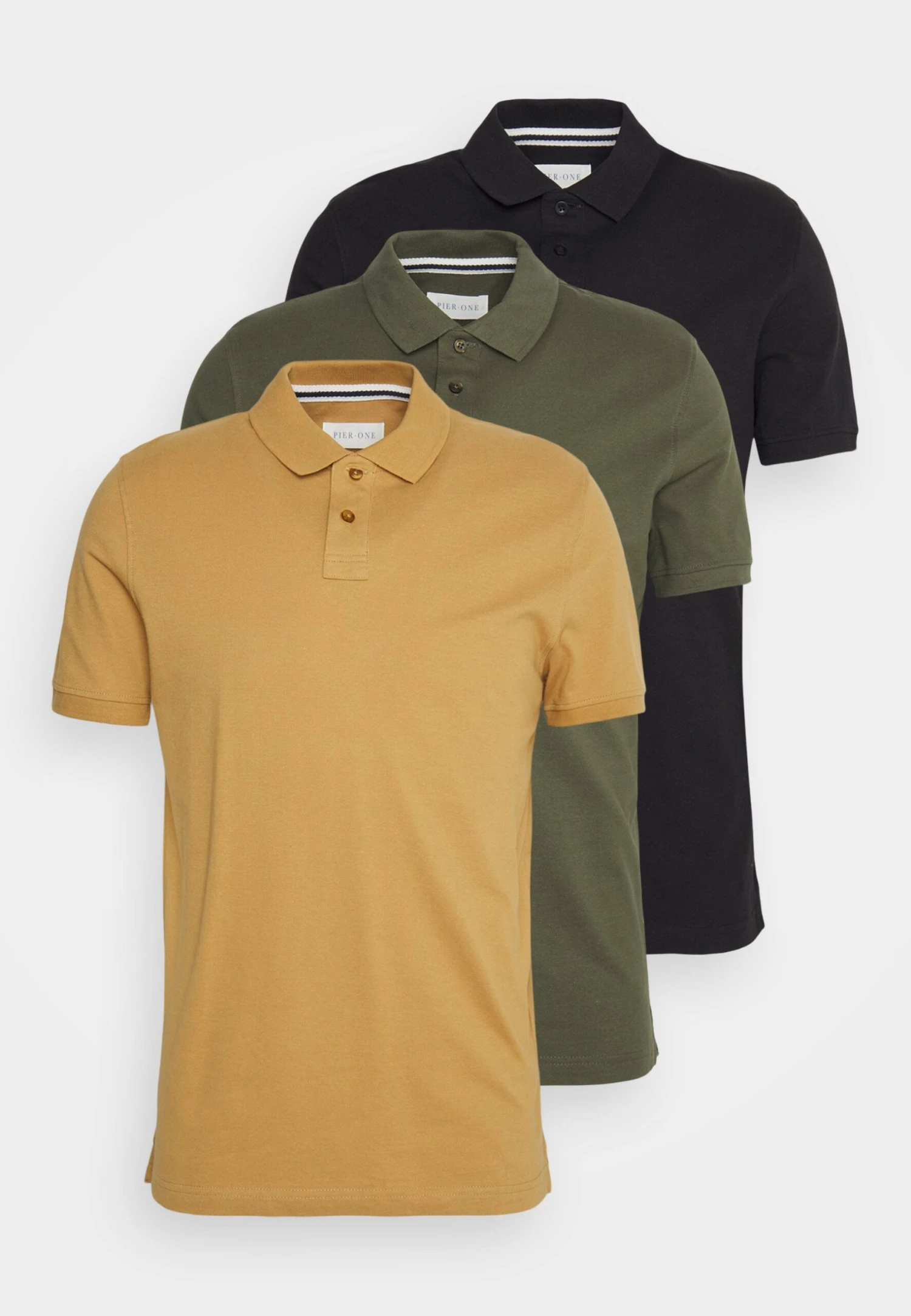 Pier One 3 Pack - Polo Shirt - Camel/Khaki/Black 1 Pier One 3 Pack - Polo Shirt - Camel/Khaki/Black