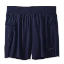 Brooks | Men's Sherpa 7" 2-in-1 Short - Navy -Clothing Sale Store 211333451 M brooks sherpa7in2in1short front