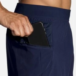 Brooks | Men's Sherpa 7" 2-in-1 Short - Navy -Clothing Sale Store 211333451 M brooks sherpa7in2in1short zippocket