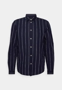 Pier One Linen Mix Stripe - Shirt - Dark Blue -Clothing Sale Store 3d79b1d40258406cbf02f1c2d4668403