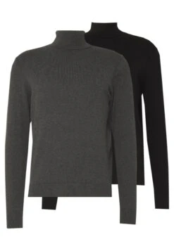Pier One 2 Pack - Basic Turtleneck - Jumper - Black/Mottled Dark Grey