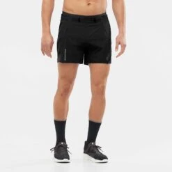 Salomon | Men's Sense Aero 5'' Shorts - Deep Black -Clothing Sale Store LC1870000 M Salomon SenseAero5 frontonbody