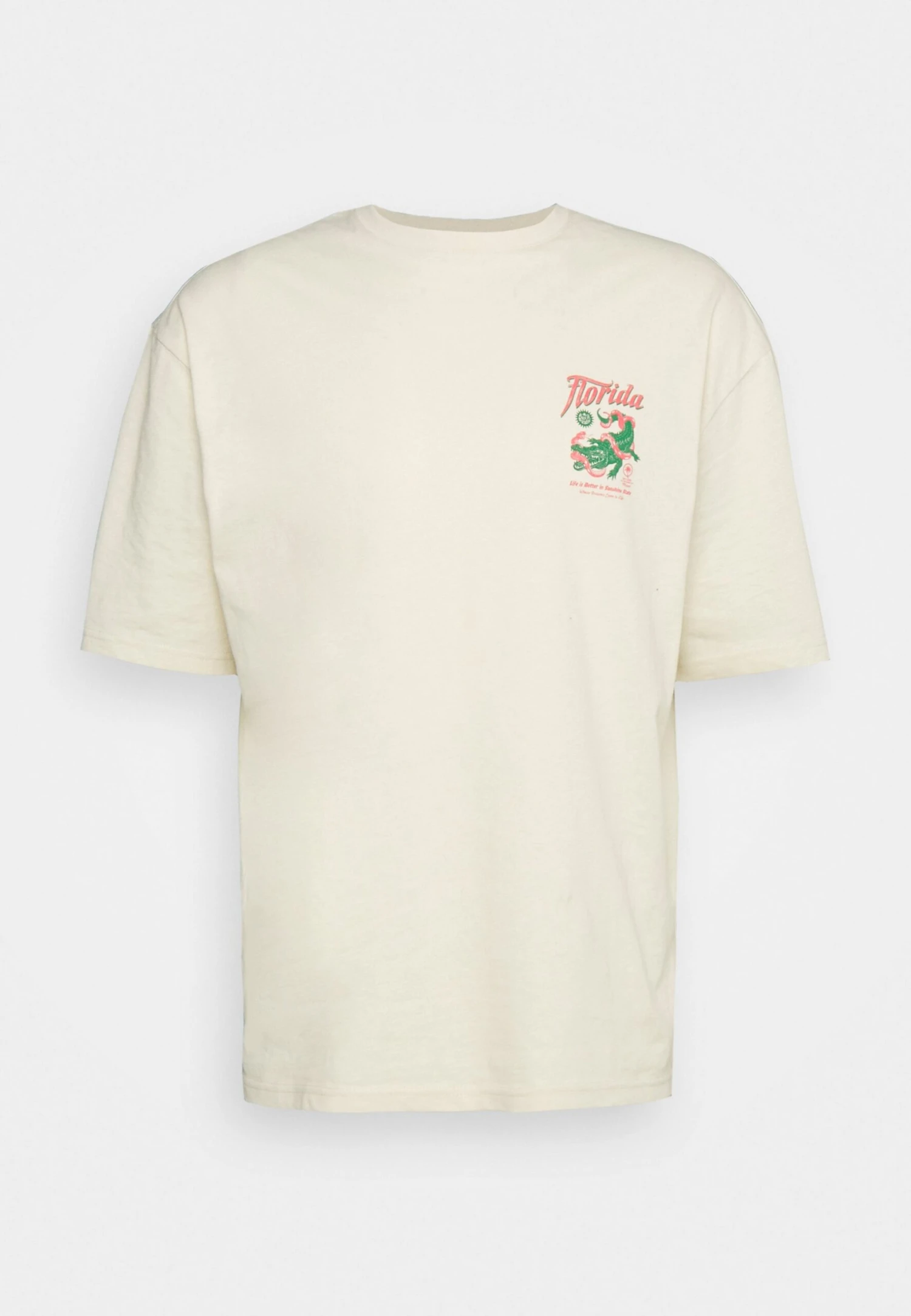 YOURTURN Crocodile Florida Graphic Tee Unisex- Print T-Shirt - Beige 4 YOURTURN Crocodile Florida Graphic Tee Unisex- Print T-Shirt - Beige - Image 4