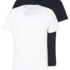 Pier One 2 Pack - Basic T-Shirt - White/Dark Blue