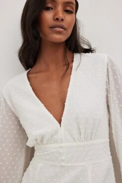 NA-KD Balloon Sleeve Button Detail Dress - Maxi Dress -Clothing Sale Store fe4acbc37cb84e098ca7e501535d96ff